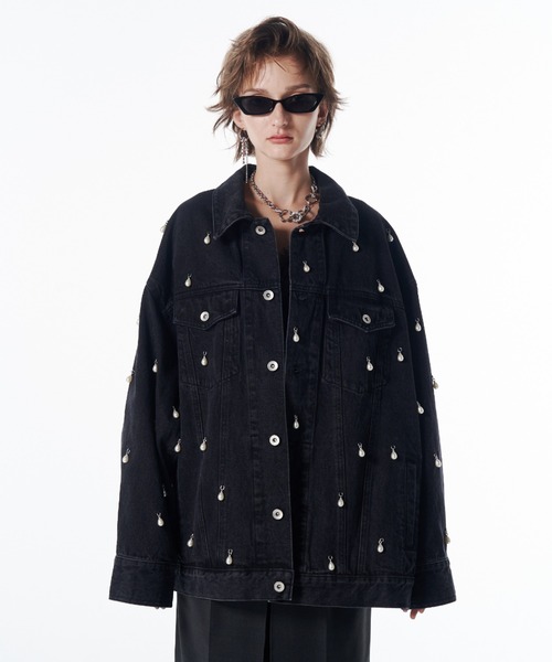 OVER DENIM JACKET with PEARL/オーバーデニムジャケットウィズパール