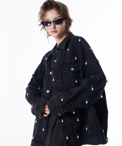 OVER DENIM JACKET with PEARL/オーバーデニムジャケットウィズパール