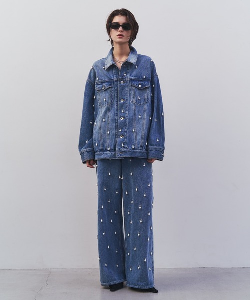 ジョゼムーン　josemoon パールデニムジャケット OVER DENIM JACKET with PEARL/オーバーデニムジャケットウィズパール