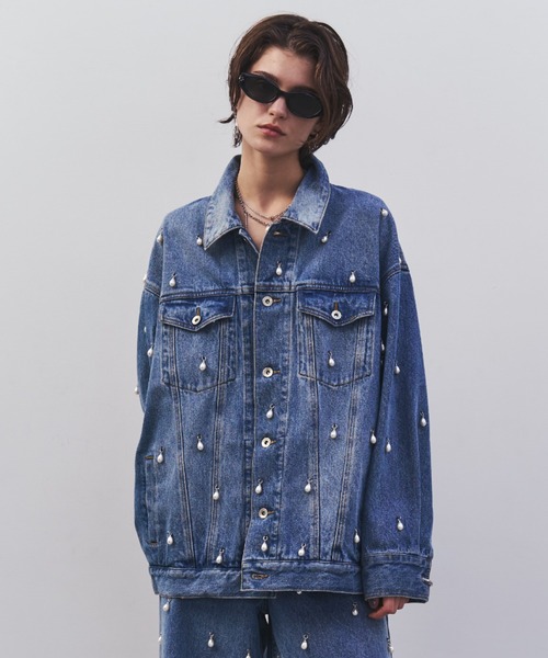 OVER DENIM JACKET with PEARL/オーバーデニムジャケットウィズパール