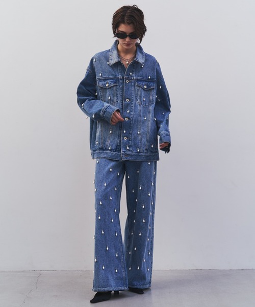 OVER DENIM JACKET with PEARL/オーバーデニムジャケットウィズパール