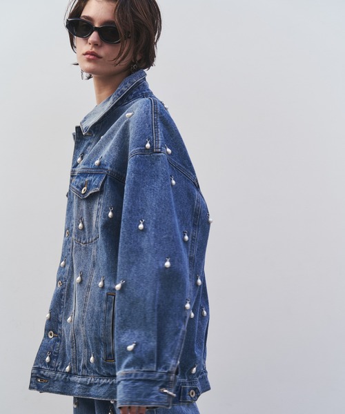 JOSE MOON(ジョゼムーン)の「OVER DENIM JACKET with PEARL/オーバーデニムジャケットウィズパール(デニムジャケット・レディース・ブルー/ブラック・FREE)」の11枚目の写真