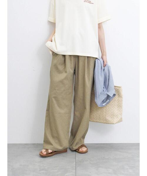 Samansa Mos2 blue（サマンサモスモスブルー）の「【接触冷感】ワイドイージーパンツ（その他パンツ・レディース・ブラック/カーキ/キャメル/ベージュ・F）」の5枚目の写真