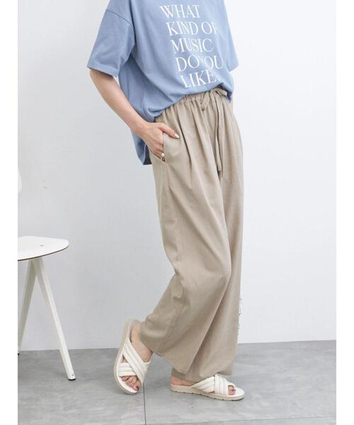 Samansa Mos2 blue（サマンサモスモスブルー）の「【接触冷感】ワイドイージーパンツ（その他パンツ・レディース・ブラック/カーキ/キャメル/ベージュ・F）」の12枚目の写真