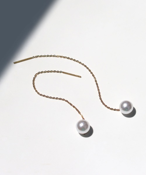 abaskdesign(アバスクデザイン)の「金属アレルギー対応 ロングパールステンレスピアス(ピアス(両耳用)・レディース・ゴールド・FREE)」の5枚目の写真