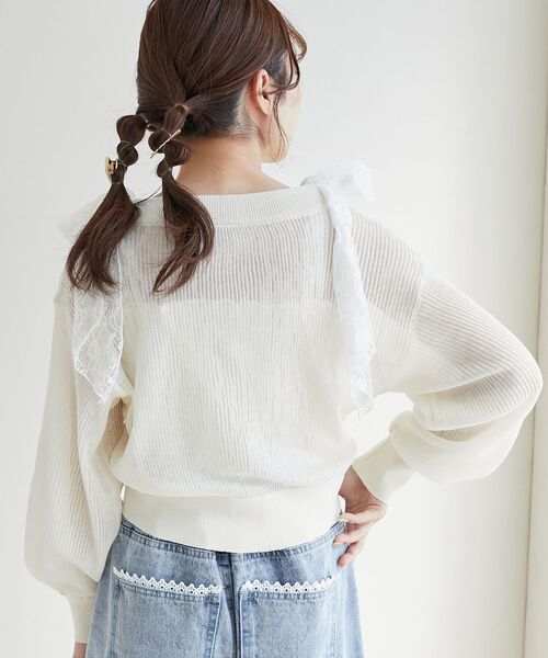 MAJESTIC LEGON(マジェスティックレゴン)の「フラワーモチーフボタンUVカットカーデ(カーディガン/ボレロ・レディース・ピンク/ブラック/ブルー系その他5/アイボリー・MEDIUM)」の16枚目の写真