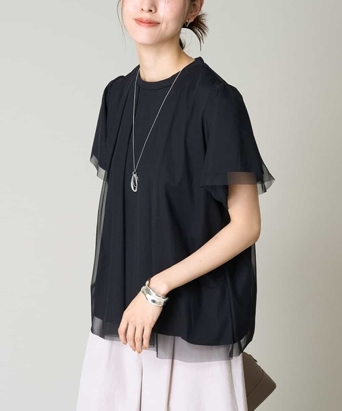 ADORE アドーア チュールレイヤードカットソー Tシャツ トップス 黒 38 ADORE アドーア チュールレイヤードカットソー Tシャツ トップス