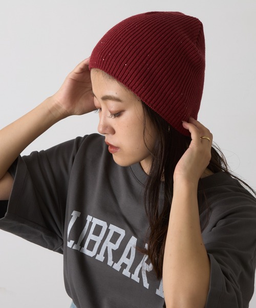 CIAOPANIC TYPY（チャオパニックティピー）の「スパンコールビーニー（ニットキャップ/ビーニー・レディース・アイボリー/ブラック/レッド/ライトブラウン/グレー・ONE SIZE）」の5枚目の写真