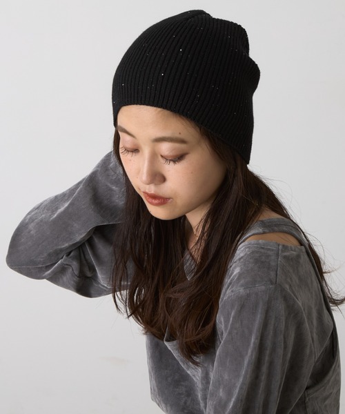 CIAOPANIC TYPY（チャオパニックティピー）の「スパンコールビーニー（ニットキャップ/ビーニー・レディース・アイボリー/ブラック/レッド/ライトブラウン/グレー・ONE SIZE）」の3枚目の写真