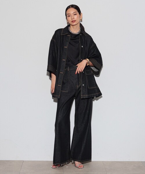 GALLEST（ギャレスト）の「◆ドレープサテンブラウス（シャツ/ブラウス・レディース・ベージュ/ブラック・38）」の5枚目の写真