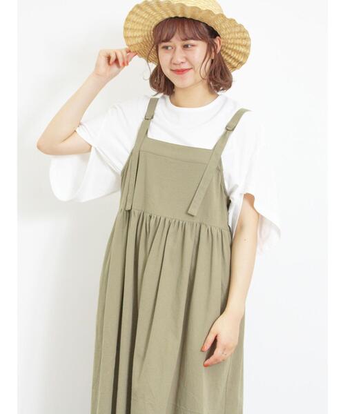 Samansa Mos2（サマンサ モスモス）の「【接触冷感】チューリップスリーブTシャツ（Tシャツ/カットソー・レディース・グリーン/オレンジ/オフホワイト/チャコールグレー・F）」の9枚目の写真