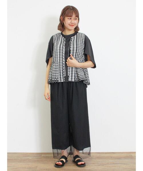 Samansa Mos2（サマンサ モスモス）の「【接触冷感】チューリップスリーブTシャツ（Tシャツ/カットソー・レディース・グリーン/オレンジ/オフホワイト/チャコールグレー・F）」の15枚目の写真