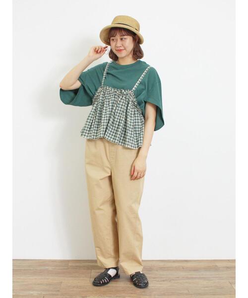 Samansa Mos2（サマンサ モスモス）の「【接触冷感】チューリップスリーブTシャツ（Tシャツ/カットソー・レディース・グリーン/オレンジ/オフホワイト/チャコールグレー・F）」の17枚目の写真