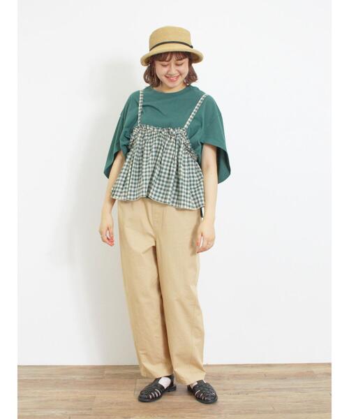 Samansa Mos2（サマンサ モスモス）の「【接触冷感】チューリップスリーブTシャツ（Tシャツ/カットソー・レディース・グリーン/オレンジ/オフホワイト/チャコールグレー・F）」の18枚目の写真