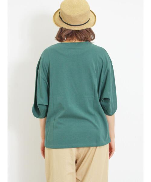 Samansa Mos2（サマンサ モスモス）の「【接触冷感】チューリップスリーブTシャツ（Tシャツ/カットソー・レディース・グリーン/オレンジ/オフホワイト/チャコールグレー・F）」の21枚目の写真