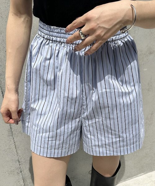 mline（エムライン）の「[mline]ロゴストライプショートパンツ（その他パンツ・レディース・ブルー/ベージュ・FREE）」の2枚目の写真