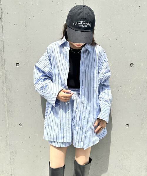 mline（エムライン）の「[mline]ロゴストライプショートパンツ（その他パンツ・レディース・ブルー/ベージュ・FREE）」の10枚目の写真