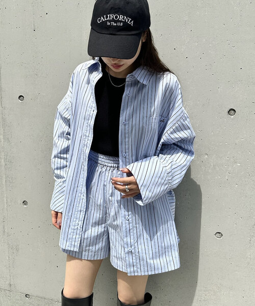 mline（エムライン）の「[mline]ロゴストライプショートパンツ（その他パンツ・レディース・ブルー/ベージュ・FREE）」の12枚目の写真