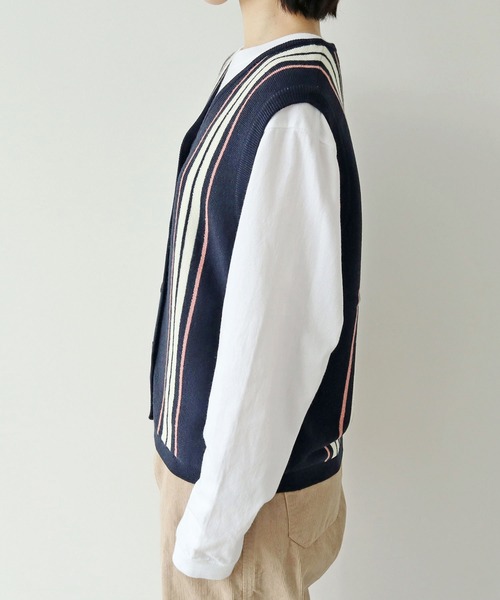 【セール】ライン ニットベスト（ベスト）｜PAR ICI（パーリッシィ）