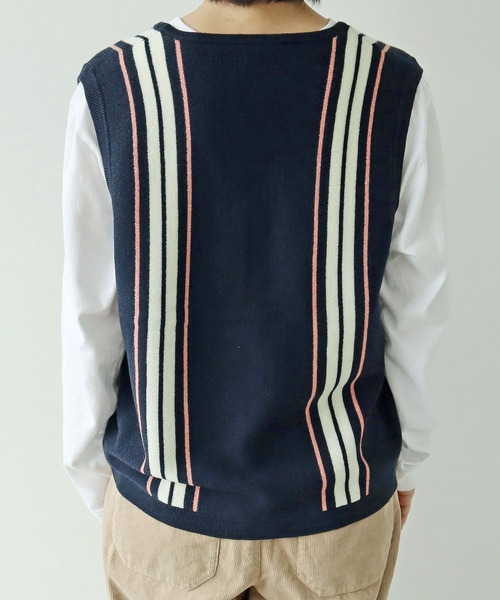 【セール】ライン ニットベスト（ベスト）｜PAR ICI（パーリッシィ）