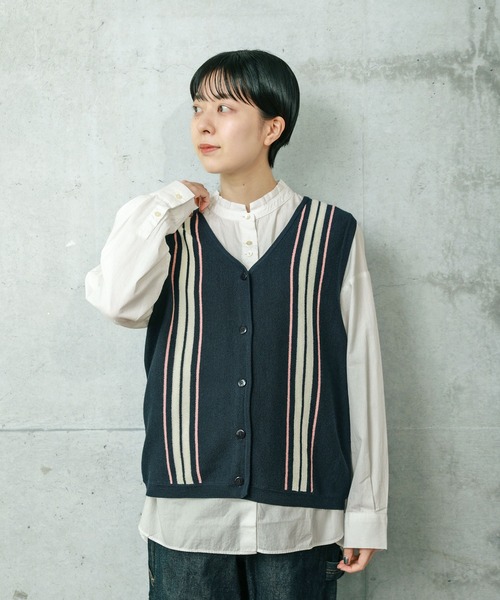 【セール】ライン ニットベスト（ベスト）｜PAR ICI（パーリッシィ）