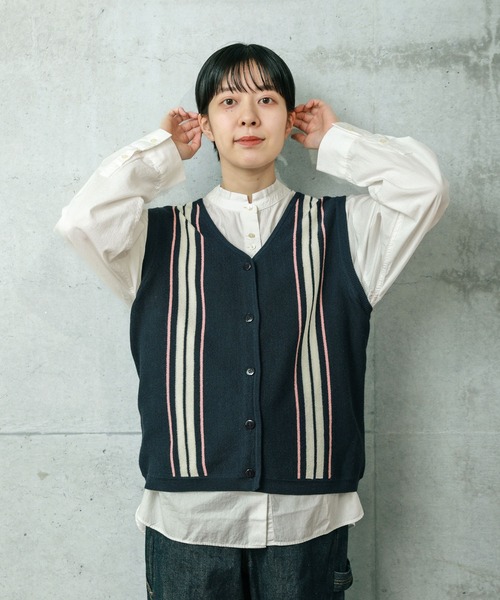 【セール】ライン ニットベスト（ベスト）｜PAR ICI（パーリッシィ）