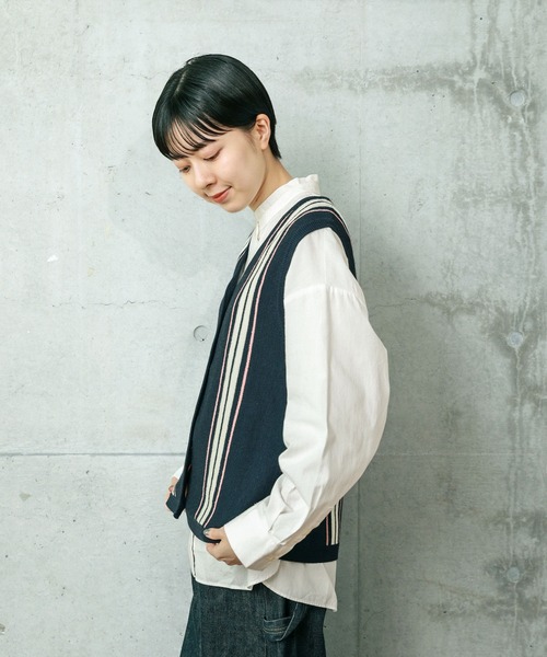 【セール】ライン ニットベスト（ベスト）｜PAR ICI（パーリッシィ）