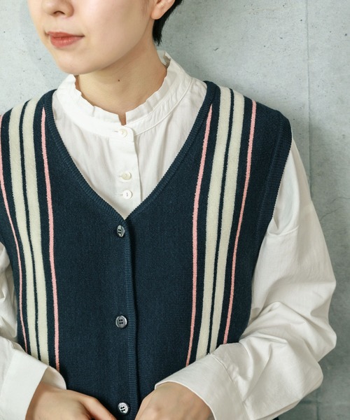 【セール】ライン ニットベスト（ベスト）｜PAR ICI（パーリッシィ）