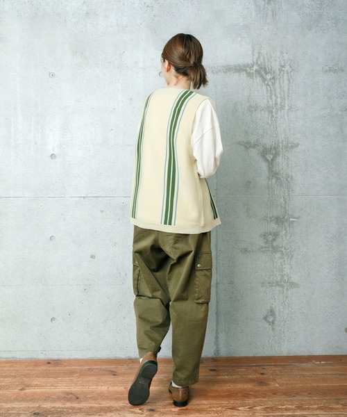 【セール】ライン ニットベスト（ベスト）｜PAR ICI（パーリッシィ）