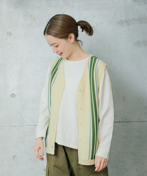 【セール】ライン ニットベスト（ベスト）｜PAR ICI（パーリッシィ）