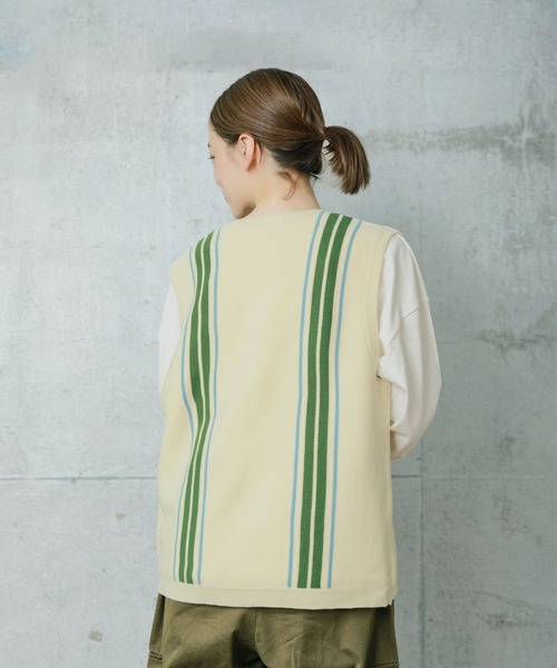 【セール】ライン ニットベスト（ベスト）｜PAR ICI（パーリッシィ）