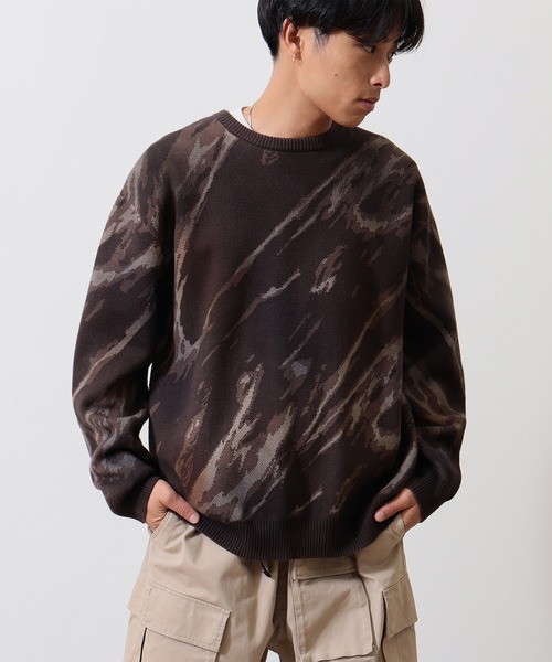 BEAMS(ビームス)の「デジタルマーブル フェード クルーネックニット(ニット/セーター・メンズ・パープル/ブラウン/グレー・S/M/L/XL)」の16枚目の写真