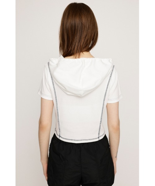 SLY（スライ）の「ROCK SEAM HOODIE ロック シーム フーディ 半袖 夏服（パーカー・レディース・レッド/オフホワイト/グレー/ブラック・FREE）」の9枚目の写真