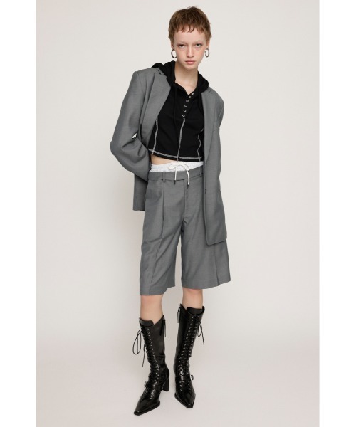 SLY（スライ）の「ROCK SEAM HOODIE ロック シーム フーディ 半袖 夏服（パーカー・レディース・レッド/オフホワイト/グレー/ブラック・FREE）」の10枚目の写真