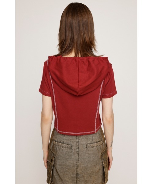 SLY（スライ）の「ROCK SEAM HOODIE ロック シーム フーディ 半袖 夏服（パーカー・レディース・レッド/オフホワイト/グレー/ブラック・FREE）」の19枚目の写真