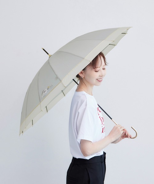 ROPE' PICNIC（ロペピクニック）の「【Wpc.】晴雨兼用/16本切り継ぎラインロングアンブレラ（長傘・レディース・ベージュ/ネイビー/グレー系その他・FREE）」の2枚目の写真