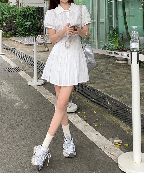 プリーツシャツワンピース（ワンピース）｜leune（ルネ）の  