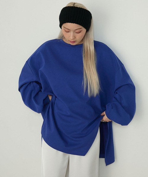 forksy.（フォルクシー）の「【forksy.】<エブリデイシリーズ>オーバーサイズスウェッティーシャツ（Tシャツ/カットソー・レディース・杢グレー/ブラック/アイボリー/ネイビー/ミント/ダークブラウン/ダークブルー/プラム/ブラック系/チャコール/グレイッシュブルー/グレー系/ライトベージュ/ライトブルー/ブラウン系/スモークピンク/ダークグリーン/バーガンディー/チェリーレッド/テラコッタ・FREE/SHORT）」の15枚目の写真