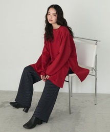 【forksy.】エブリデイオーバーサイズスウェッティーシャツバーガンディー