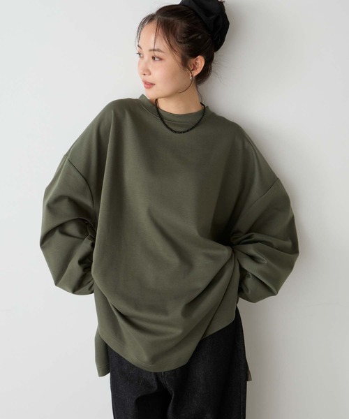 forksy.(フォルクシー)の「【forksy.】<エブリデイシリーズ>オーバーサイズスウェッティーシャツ(Tシャツ/カットソー・レディース・杢グレー/ブラック/アイボリー/ネイビー/ミント/ダークブラウン/ダークブルー/プラム/ブラック系/チャコール/グレイッシュブルー/グレー系/ライトベージュ/ライトブルー/ブラウン系/スモークピンク/ダークグリーン/バーガンディー/チェリーレッド/テラコッタ/ネイビー系/ブラウン系1/グレー系1/オフホワイト/カーキ・FREE/SHORT)」の15枚目の写真
