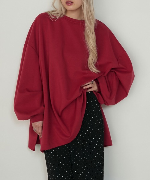 forksy.（フォルクシー）の「【forksy.】<エブリデイシリーズ>オーバーサイズスウェッティーシャツ（Tシャツ/カットソー・レディース・杢グレー/ブラック/アイボリー/ネイビー/ミント/ダークブラウン/ダークブルー/プラム/ブラック系/チャコール/グレイッシュブルー/グレー系/ライトベージュ/ライトブルー/ブラウン系/スモークピンク/ダークグリーン/バーガンディー/チェリーレッド/テラコッタ・FREE/SHORT）」の20枚目の写真