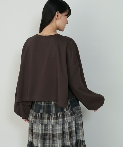 forksy.（フォルクシー）の「【forksy.】<エブリデイシリーズ>オーバーサイズスウェッティーシャツ（Tシャツ/カットソー・レディース・杢グレー/ブラック/アイボリー/ネイビー/ミント/ダークブラウン/ダークブルー/プラム/ブラック系/チャコール/グレイッシュブルー/グレー系/ライトベージュ/ライトブルー/ブラウン系/スモークピンク/ダークグリーン/バーガンディー/チェリーレッド/テラコッタ・FREE/SHORT）」の22枚目の写真