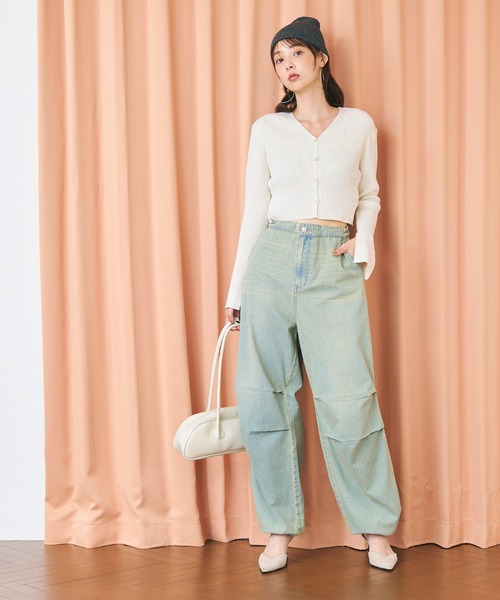 セール】袖スリットクロップド丈カーディガン（カーディガン/ボレロ