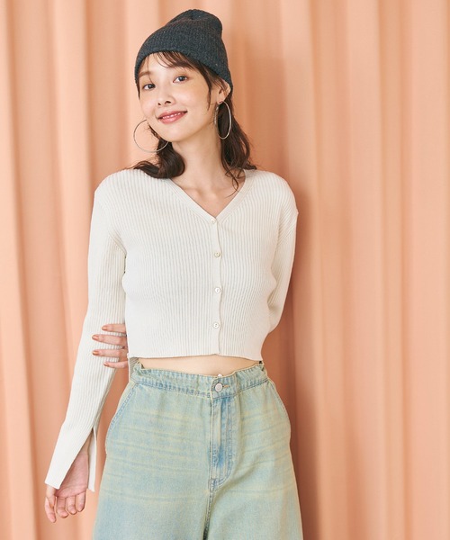 coca(coca)(コカ)の「袖スリットクロップド丈カーディガン(カーディガン/ボレロ・レディース・ホワイト/ブラック・M/S/L)」の12枚目の写真