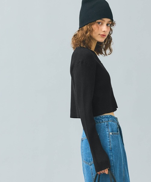 セール】袖スリットクロップド丈カーディガン（カーディガン/ボレロ