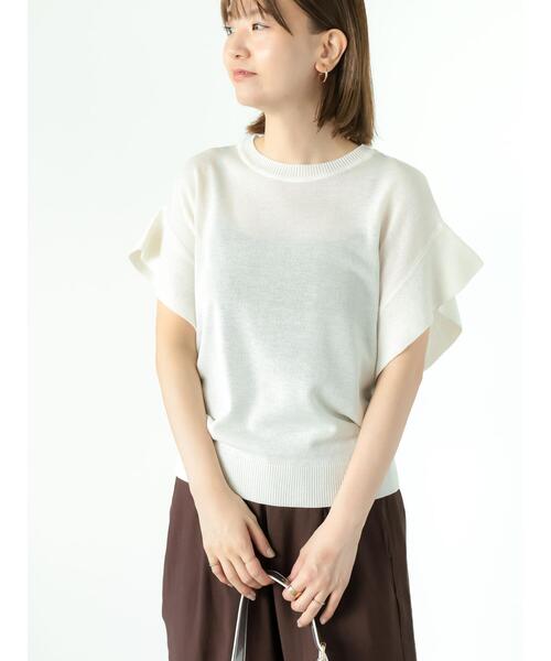 Lugnoncure（ルノンキュール）の「フレアスリーブニット（ニット/セーター・レディース・オフホワイト/ネイビー・F）」の5枚目の写真