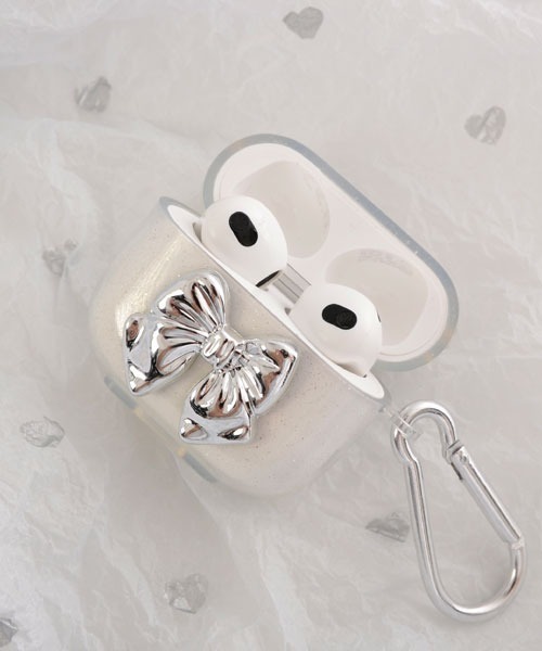 シルバー ワイヤレスイヤホン ケース Airpodsケース】シルバーでお洒落さん◎フェザー AirPodsカバー 銀