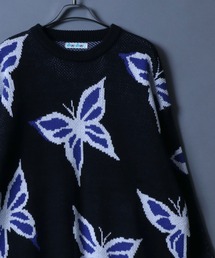 ANPAS | Jacquard Fabric Allover Pattern Animal Knit/総柄 アニマル柄 ジャガード ニット レディース メンズ(ニット/セーター)