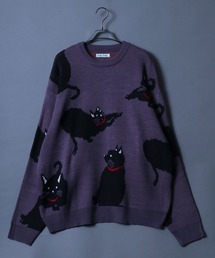 ANPAS | Jacquard Fabric Allover Pattern Animal Knit/総柄 アニマル柄 ジャガード ニット レディース メンズ(ニット/セーター)