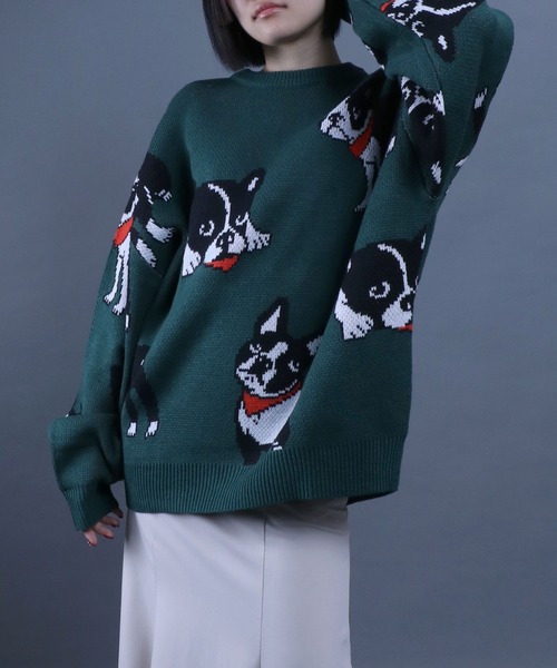 ANPAS（アンパス）の「Jacquard Fabric Allover Pattern Animal Knit/総柄 アニマル柄 ジャガード ニット レディース メンズ（ニット/セーター・メンズ・ブラック系その他/ホワイト系その他/グリーン系その他/ホワイト系その他2/ホワイト系その他3/ブルー系その他/ホワイト系その他4/グレー系その他・M/L）」の15枚目の写真
